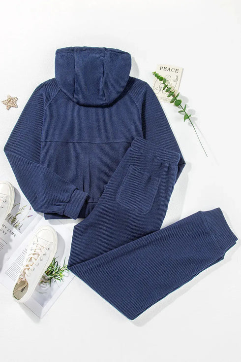 'Alina' Half Zip Hoodie and Joggers Activewear Set - Celes Fashion